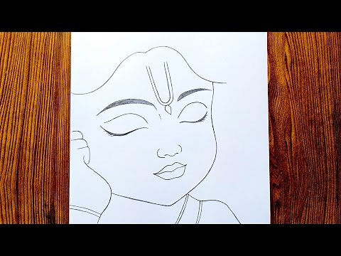 Cute sleeping krishna pencil drawing II little krishna art