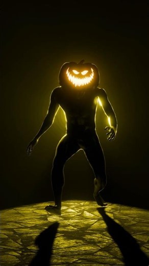 Glowing Pumpkin Head Running in the Dark #VJLoop #LightStreaks #LightLoop #LiveVisuals #DJVisuals