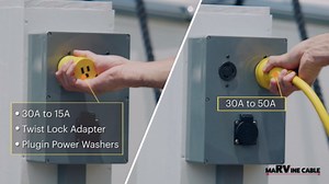 Marvine Cable Shore Power 30 Amp L5-30 Adapter (15M/30F, 30M/15F) 15 Amp Household Regular Inlet with Heavy Duty Construction & LED Indicator