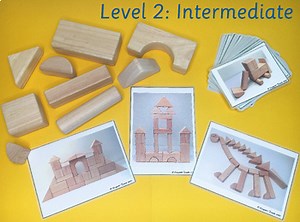 Wooden block building challenge cards Block Center Activity SET 2: INTERMEDIATE