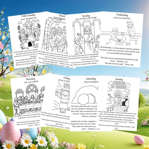 Holy Week Coloring Pages - Etsy