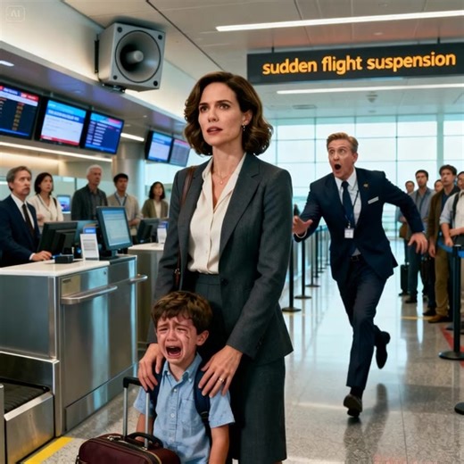 Right at the boarding gate, the ground agent stopped me with an outstretched hand: “Your ticket has been canceled. We need the seat for a VIP.” My son burst into tears, clinging to my hand. I didn’t yell, didn’t argue. I simply opened my phone and sent a short message. Five minutes later, the airport speakers crackled to life, the voice trembling: “Attention… this flight has been suspended by order of the Security Command.” The airport manager rushed over, pale as a sheet. “Ma’am… a terrible mis