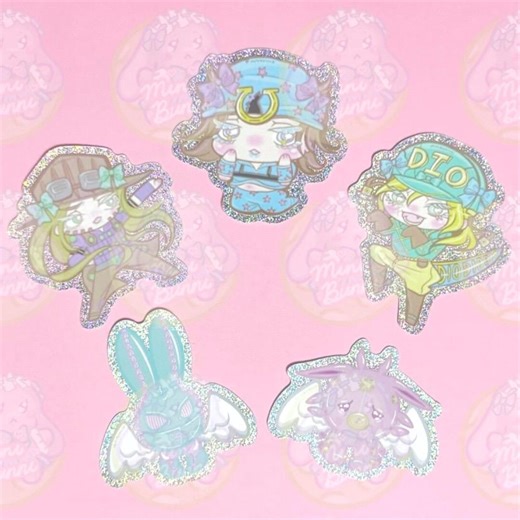 Steel Ball Run Sticker Set: Johnny, Gyro, Diego, Tusk, D4C Holographic Glitter Chibi Characters - Etsy