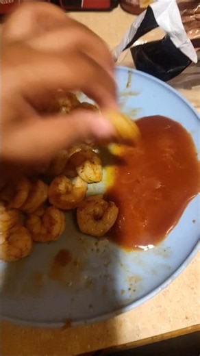 Don't blink they'll be gone . Sauteed shrimp with mild taco sauce.