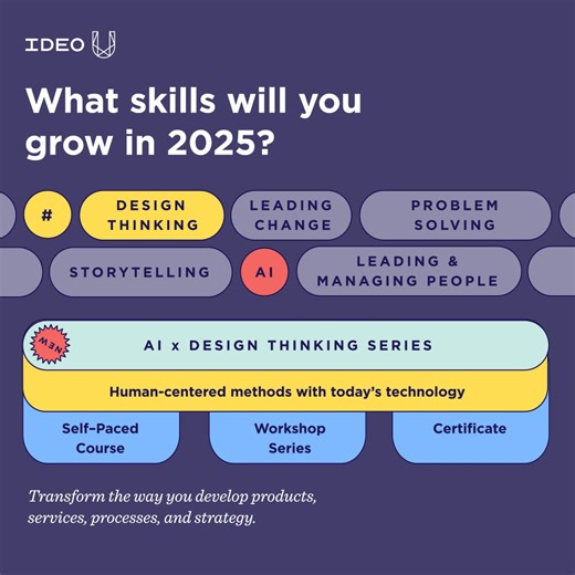Learn to leverage AI in your design thinking process to boost creativity, sharpen critical thinking, and drive innovation. Explore our AI x Design Thinking Programs today. | IDEO U