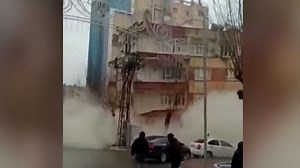 Dramatic video captures moment building collapses in Turkey | CNN