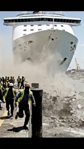 Cruise Ship Crash in Busy Harbor! 😳 #shorts #ai