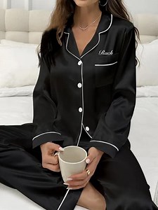 Ladies Satin Long Personalised Pyjamas - Etsy
