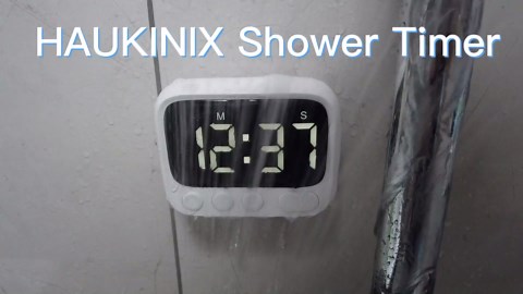 Shower Timer Waterproof Bathroom Toilet Timer Digital Kitchen for Wall Mount, Study w/Foldable Stand, Countdown Stopwatch w/Suction Cup for Swim, Rechargeable, White