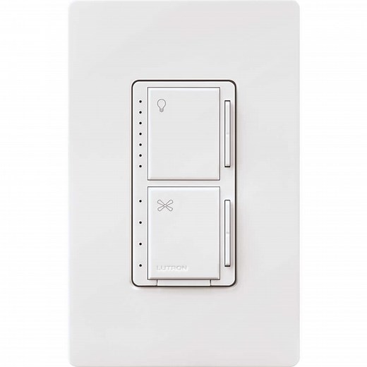 Lutron Maestro Fan Control and Light Dimmer with Wallplate for Dimmable LED Bulbs, 75W/Single-Pole, White (MAESTRO-LFQHW-WH) MAESTRO-LFQHW-WH - The Home Depot