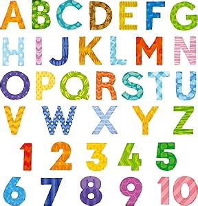 DECOWALL DS9-4003 Uppercase Alphabet Letter Numbers Kids Wall Stickers Wall Decals Peel and Stick Removable Wall Stickers for Kids Nursery Bedroom Living Room
