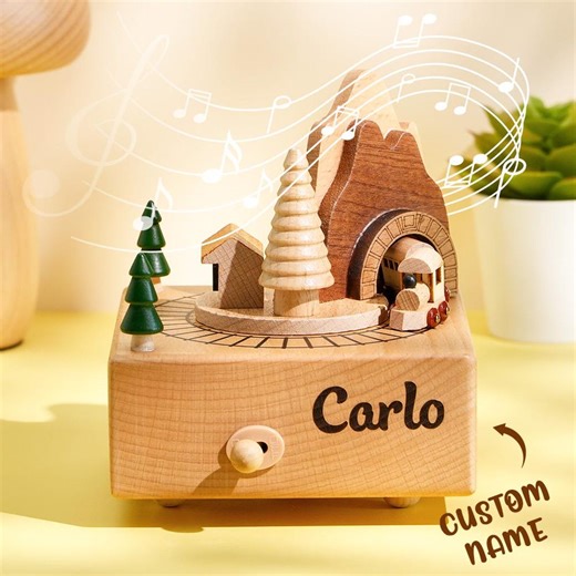 Custom Engraved Wooden Train Tunnel Music Box – Personalized Name Toy Birthday Gift for Kids - Etsy