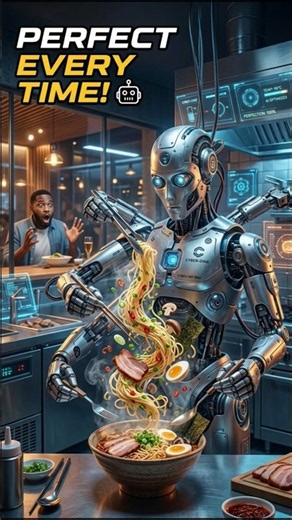 AI Robot Chef Makes a Perfect Meal With Robotic Precision! 🍜🤖 #robotshef #shorts