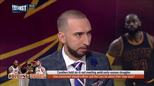 53K views · 47 reactions | "They still have LeBron James and their second best player has yet to take the court.” — Nick Wright on the Cleveland Cavaliers as his pick to win the title. | First Things First on FS1 | Facebook