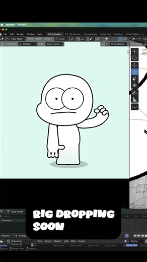 2D + 3D in one rig. Didn’t expect this to work this seamlessly #animation #blender