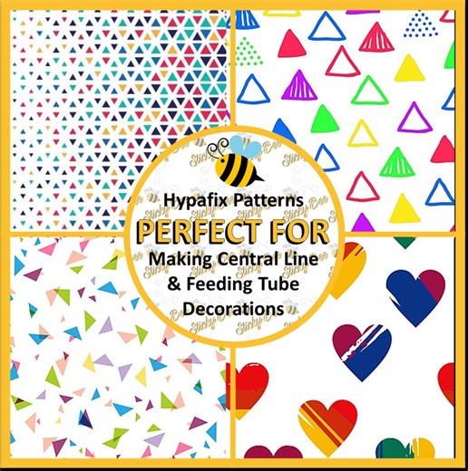 Tubie Tape 4x10" | Triangle Hearts Retro Vol 7 | Picc Line | Feeding Tube | NG Tube | Medical Tape | Breathing Tube | Chemo Port - Etsy