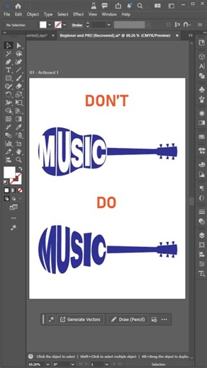 Adobe Illustrator 2026 Tips - How to Create Guitar Logo Design #vipulgraphics