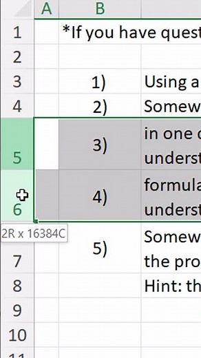 Increase Excel Row Height for Multiple Columns Excel Short 78