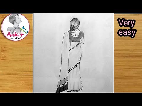how to draw a girl wearing Saree / beautiful traditional girl drawing for beginner's /pencil sketch