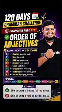 120 Rules of Grammar | Order of Adjectives #17 #shorts #englishgrammar #grammarrules #sscwallah