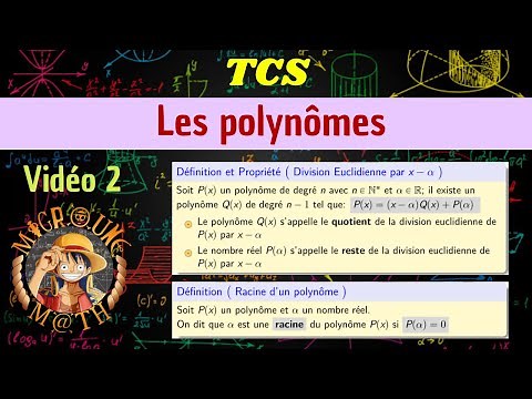 Division Euclidienne — Racine d’un polynôme — Divisibilité par x - α — Les polynômes —TCS