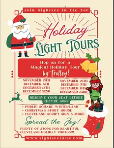 ✨All Aboard for Holiday Magic!✨ Sightsee in CLE is bringing the sparkle back with our Holiday Light Tours by Trolley! 🚋✨ Hop on for a cozy, festive ride through Cleveland’s most dazzling sights — from Public Square Winterland to the Christmas Story House and the Cleveland Script Sign, with plenty of photo stops along the way! 📸🎄 🗓️ Tour Dates: Nov 15, 29 • Dec 6, 7, 13, 14, 22, 23 🎟️ Seats fill up fast — reserve yours before they’re gone! 👉 www.sightseeincle.com #SightseeInCLE #HolidayLigh