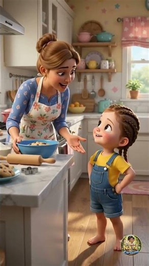 The Cutest Little Kitchen Helper! 👧💖 #KidsAnimation #NaniAICartoons