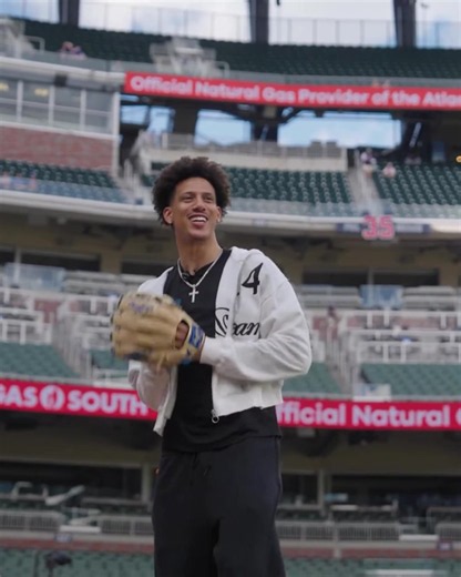 Jalen Johnson first pitch at Truist Park — Atlanta Braves ceremonial throw