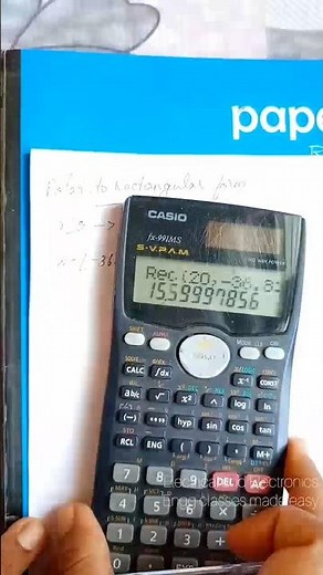 Polar to rectangular form using 991ms calculator