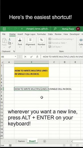 Excel Shortcut You Must Know! ALT + ENTER Trick 🤯 #excel #exceltips