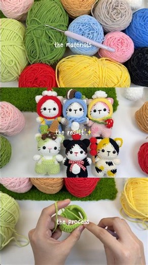 Crochet sweet treat kitties 🍰🐱 Pattern available on Etsy & Ko-fi (link in bio) #crochet