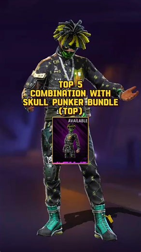 Top 5 combination with skull punker bundle #freefire#ffshorts#ffdress#freefirecombo#ffstyle