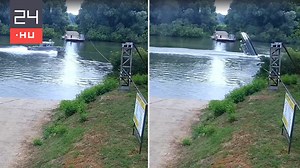 Videó: olyan gyorsan hasított egy rendőrhajó a Tiszán, hogy felborította az útjába akadó kompkötél | 24.hu