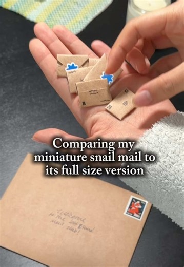 What if I put the tiny snail mail into a big version and sent it to a club member 🥹 mail-ception? I should suprise a new member with it!!!! Only a few open mail club spots left for this month ❤️ join 🔗 in bio #miniature #tiny #unboxing #happymail #snailmail