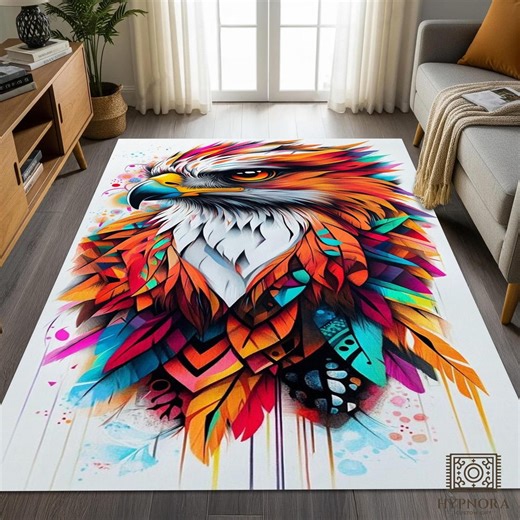 Eagle Rug Nonslip Area Rug Colorful Bird Abstract Art Living Room Bedroom Carpet Feather Art Home Decor Modern Wildlife Geometric Mat - Etsy