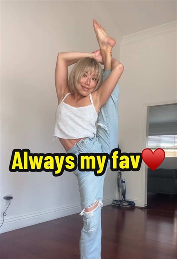 Contortion Practice in Stylish Jeans: Outfit Inspiration