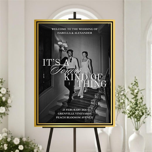 Wedding Welcome Sign Template With Photo, Editable Canva Welcome Board, Reception Welcome Poster, Modern Minimalist Wedding Sign - Etsy