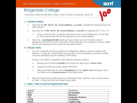 New Perspectives Access 2019 | Module 1: SAM Project 1b