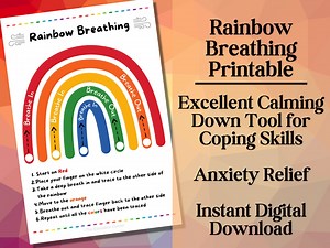 Rainbow Breathing Exercise Printable | Calm Down Poster | Anxiety Coping Skills for Kids, Teenagers, and Adults | Instant Digital Download - Etsy