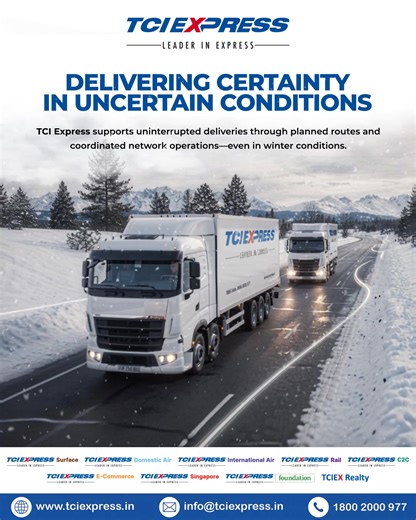 Service continuity remains a priority, even during snow-affected conditions. Through planned routes and coordinated network operations, TCI Express ensures express shipments continue to move reliably. #ServiceContinuity #ExpressLogistics #TCIExpress #ReliableDeliveries #OperationalExcellence | TCI Express Ltd.