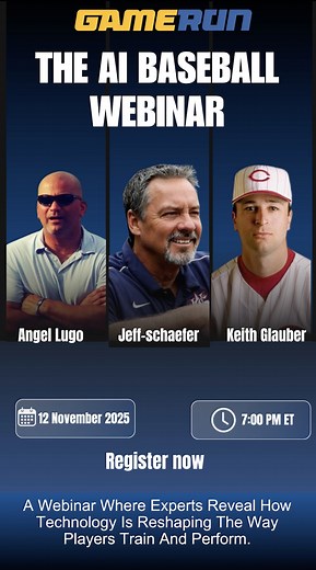 Join GameRun for an exclusive AI Baseball Webinar where industry pros break down how AI is transforming the baseball world, from smart coaching to real-time performance insights! Speakers: Angel Lugo – Owner, Trugo 16 Athletics Jeff Schaefer – Former MLB Player Keith Glauber – Former MLB Player Don’t miss this chance to learn how an AI Coach can help you level up your game. 📅 12 November 2025 | 7 PM ET 👉 Click the link to register: https://gamerun.ai/baseball-webinar 🔗 Use this link to join t