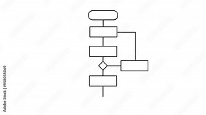 Block diagram, analysis scheme, logic, algorithm, flow chart self drawing animation. Animated structure, decision tree.