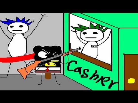 sponge bob robbing a bank