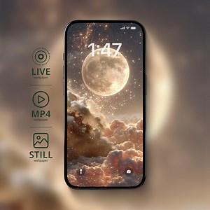 Celestial Moon Live Wallpaper | iPhone Android Animated Wallpaper | Starry Sky Mobile Background | Digital Download | Festival Presents - Etsy
