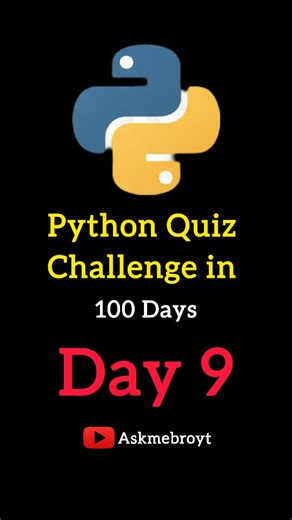 Ask Me Bro Yt on Instagram: "Day 9 | 100 Days of Python Quiz Challenge 🐍 | Can You Solve This? 🤔🔥 🔥 Day 9 - Python Quiz Challenge Begins! Solve this question & comment your answer ⬇️ Are you ready for 100 days of non-stop learning? 💯 Follow @askmebroyt for daily coding quizzes & tips 🚀🐍 Save & Share to support ❤️ 👇 More tags for reach 👇 #python #pythonquiz #pythonchallenge #pythonprogramming #pythonbeginners pythonlearning coding codingquiz codingchallenge codinglife programming program