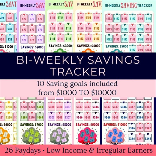 Bi Weekly Savings Challenge Printable | Save 1,000–10,000 | 26 Paycheck Savings Tracker | 12 Month Savings Challenge | Tiny Savings PDF - Etsy