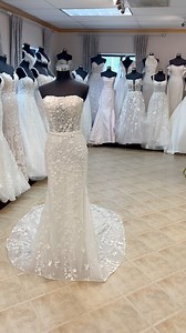 New bridal gown arrived today and look at these details! Featuring a modern straight across neckline, lots of sparkle and beautiful details, this gown by @callablanchedress is set to impress in any setting! Please contact us by email with appointment inquiries! #weddingdress #wedd | White Swan Bridal Boutique