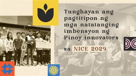 DOST-TAPI has been helping Filipino innovators showcase their inventions abroad. Alam nyo bang ang mananalo sa National Invention Contest and Exhibits ay ilalaban naman sa Seoul International Invention Fair? Watch out for the amazing technologies NICE has in store for you! Register here to witness the winning inventions in our exhibit before they go overseas: Day 1: https://bit.ly/3xizpIj Day 2: https://bit.ly/4b95Ne4 Day 3: https://bit.ly/4esT4Wz #NICEsolutions #dosttapi #OneDOST4u #dostph | i-