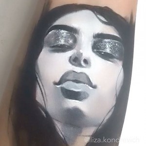 7.5K views · 237 reactions | #FaceChart Inspired by this gorgeous black and white photo made by @stevenkleinstudio of Kim @kimkardashian for @balmain campain & makeup by Mario @makeupbymario #makeupbymario Products: @kryolanofficial supra color in black and white @nyxcosmeticsnl white eyeliner for highlights on eye (glossy effect) | Liza Kondrevich | Facebook