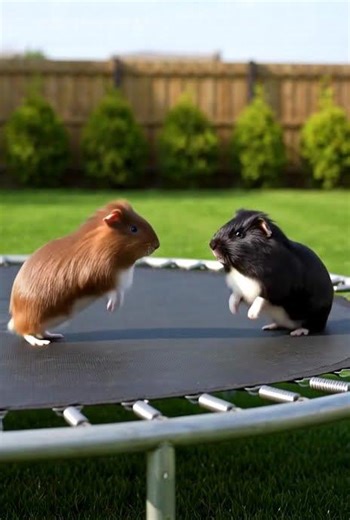 Cute guinea pigs playing on trampoline #ai #cute #guineapig #trampoline